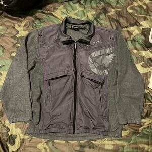 Ecko Unltd graphic fleece full zip jacket baggy utility grey lightweight XXL/25